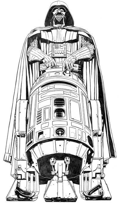 Vader and R2-D2 Pencil Art